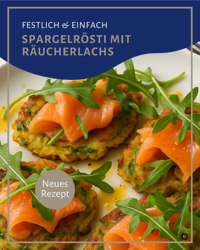 Spargelrösti mit Räucherlachs - ein einfaches Rezept für jeden Anlass! 🐟🤩

Zutaten:
Krone Fisch Räucherlachs
3x weißer Spargel (dick, geschält)
3x grüner Spargel (geschält)
3 Kartoffeln
1 EL Speisestärke
Salz, Pfeffer

Für das Dressing:
1 Orange (abgeriebene Schale)
Orange (Saft)
etwas Limettensaft
1 TL Honig
2 EL Olivenöl
25 Gramm Rucola
40 Gramm Butterschmalz

Zubereitung:
Spargel und Kartoffeln grob raspeln und ausdrücken. Die Mischung mit der Speisestärke sowie mit Salz und Pfeffer würzen.
Die Spargel-Kartoffel-Mischung in einer Pfanne im Butterschmalz zu beliebig vielen Röstis ausbacken.
Die Lachsscheiben und den Rucola auf den Röstis verteilen.
Das Dressing aus Orangeschale und -saft sowie Limettensaft und Honig in eine Schüssel geben, das Öl nach und nach unterrühren, mit Salz und Pfeffer abschmecken und über die Röstis geben.

Lasst es euch schmecken! 😋

#kronefisch #spargelzeit #spargelundlachs #spargelröstig #fürjedenanlass #leckerundeinfach #proteinfood #protein #omgea3 #lachslecker #lachsglück #räucherlachs